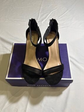 Chunky Heel Black Sandal - Women Open Toe Dress Shoes Top Moda - 8